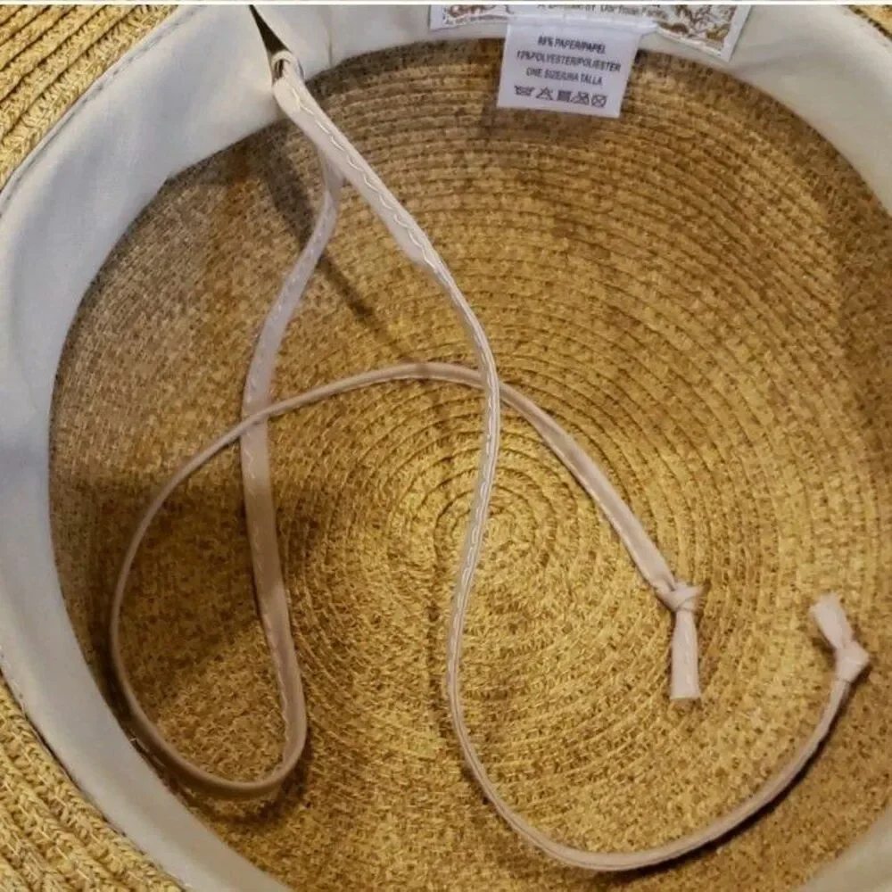 Cappelli Leopard Trim Straw Vacay‎ Beach Hat